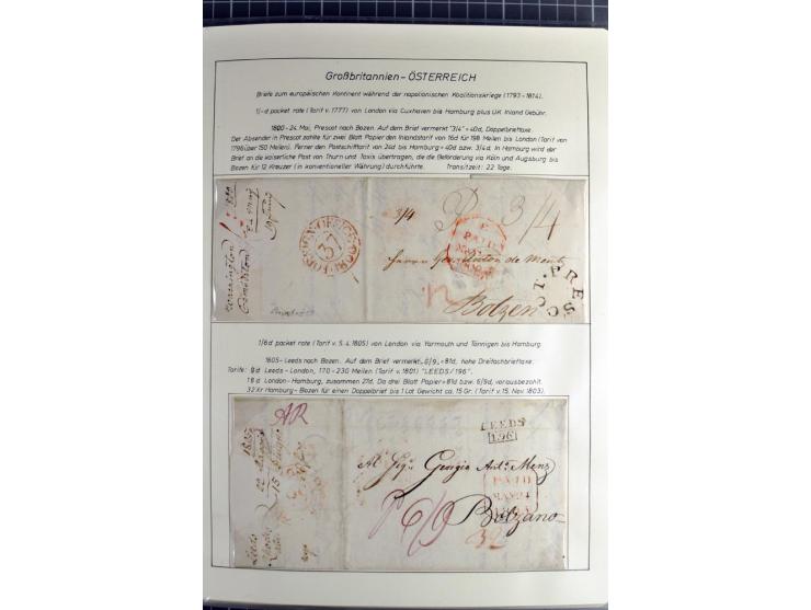 Pre-UPU Foreign Destination Mail: 1584/1875, the fine and valuable 3 volume collection beautifully written up on album pages 