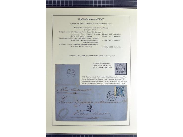 Pre-UPU Foreign Destination Mail: 1584/1875, the fine and valuable 3 volume collection beautifully written up on album pages 