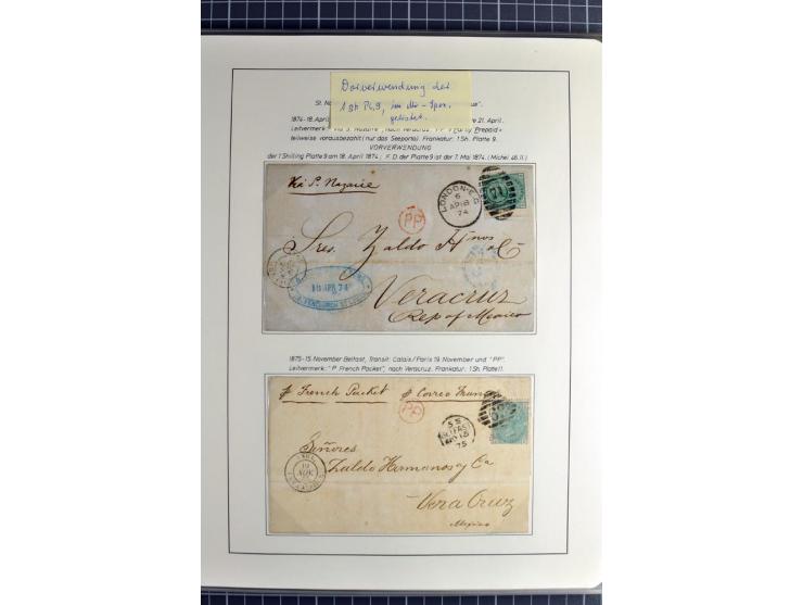 Pre-UPU Foreign Destination Mail: 1584/1875, the fine and valuable 3 volume collection beautifully written up on album pages 
