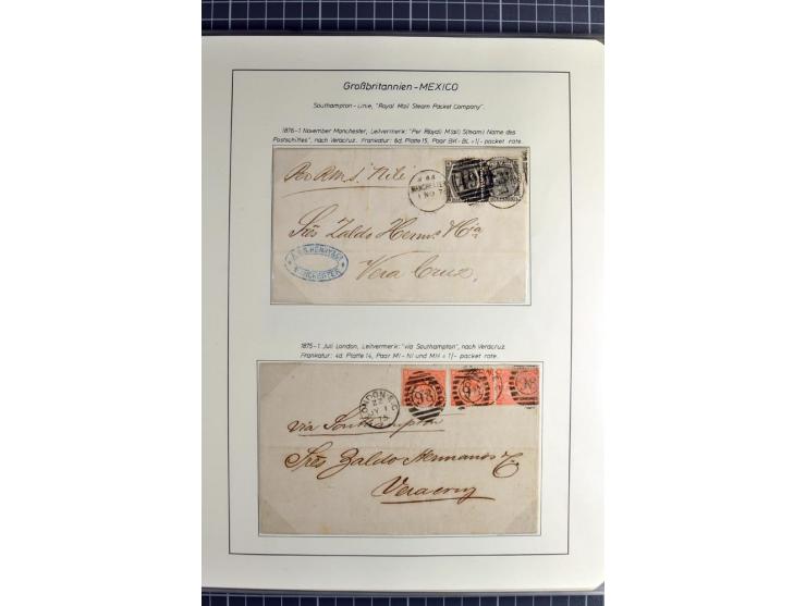 Pre-UPU Foreign Destination Mail: 1584/1875, the fine and valuable 3 volume collection beautifully written up on album pages 