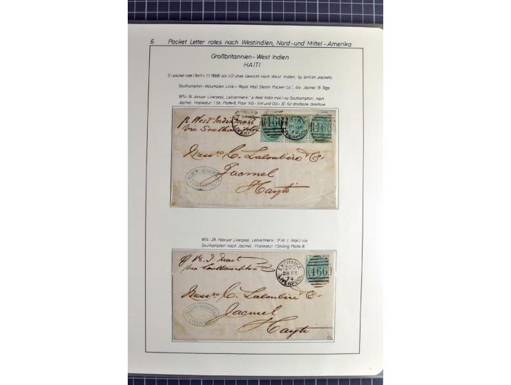 Pre-UPU Foreign Destination Mail: 1584/1875, the fine and valuable 3 volume collection beautifully written up on album pages 
