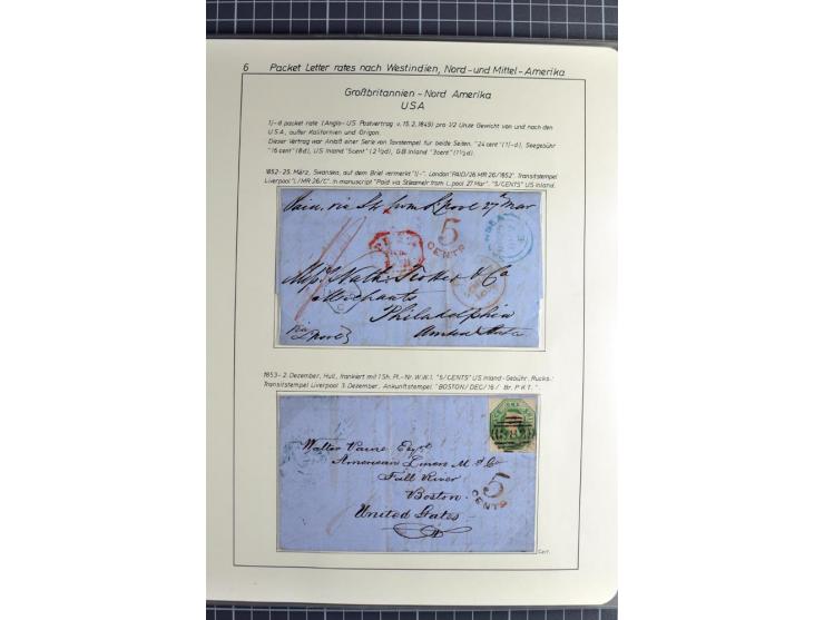 Pre-UPU Foreign Destination Mail: 1584/1875, the fine and valuable 3 volume collection beautifully written up on album pages 
