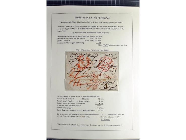 Pre-UPU Foreign Destination Mail: 1584/1875, the fine and valuable 3 volume collection beautifully written up on album pages 