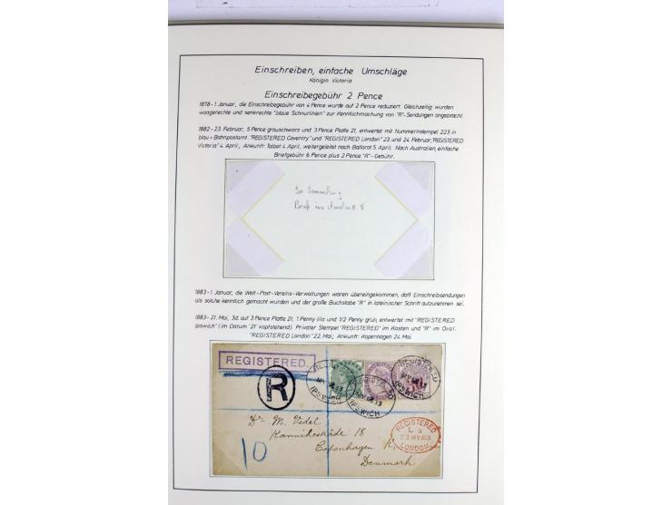 Money Letters & Registered Mail 1826 - 1956, specialised collection in two volumes, beautifully written up on album pages, in