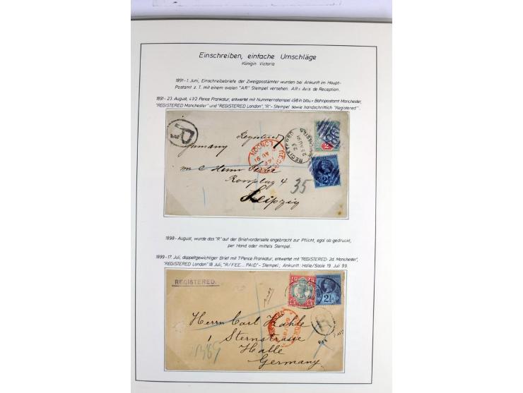 Money Letters & Registered Mail 1826 - 1956, specialised collection in two volumes, beautifully written up on album pages, in