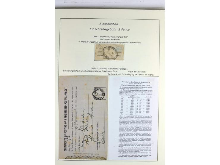 Money Letters & Registered Mail 1826 - 1956, specialised collection in two volumes, beautifully written up on album pages, in