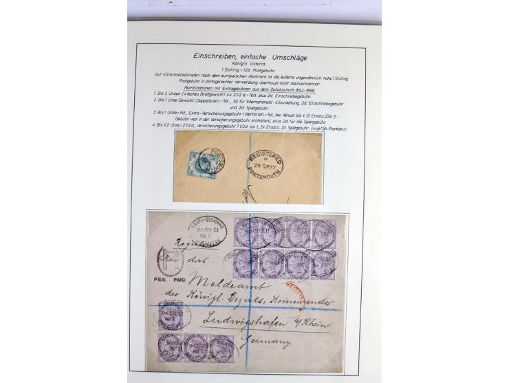 Money Letters & Registered Mail 1826 - 1956, specialised collection in two volumes, beautifully written up on album pages, in