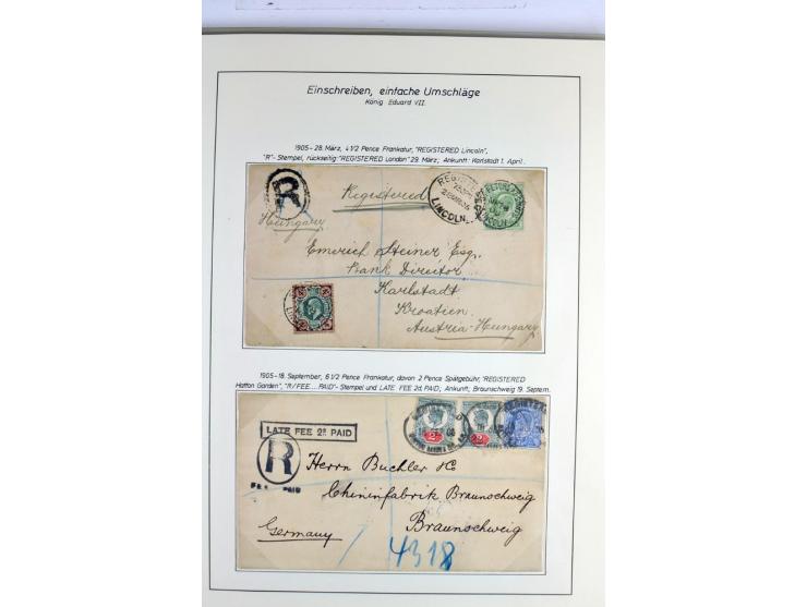 Money Letters & Registered Mail 1826 - 1956, specialised collection in two volumes, beautifully written up on album pages, in