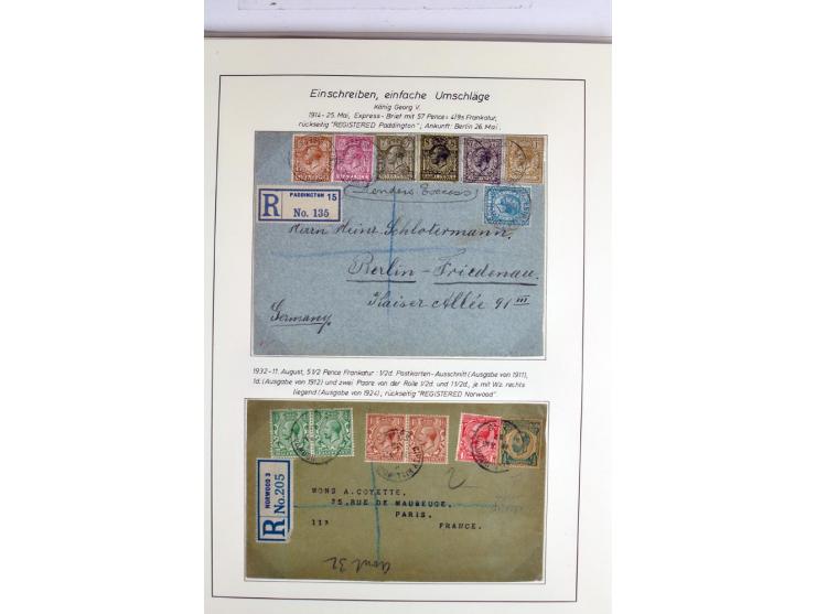 Money Letters & Registered Mail 1826 - 1956, specialised collection in two volumes, beautifully written up on album pages, in