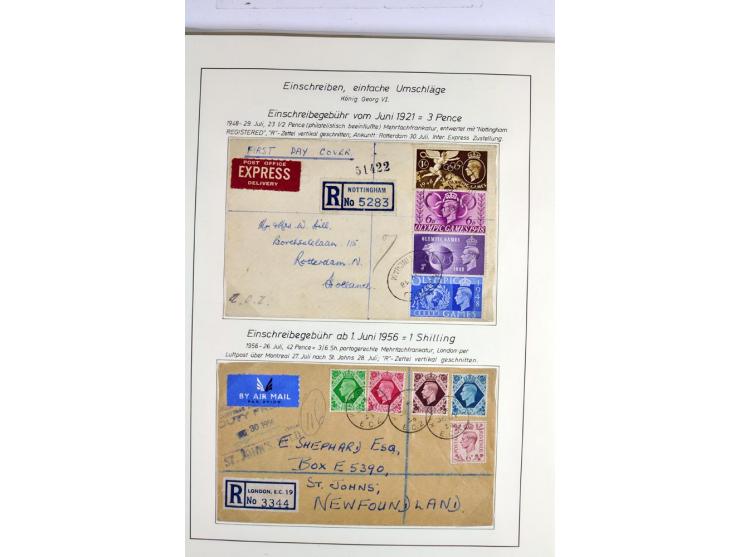 Money Letters & Registered Mail 1826 - 1956, specialised collection in two volumes, beautifully written up on album pages, in