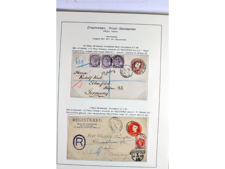 Money Letters & Registered Mail 1826 - 1956, specialised collection in two volumes, beautifully written up on album pages, in