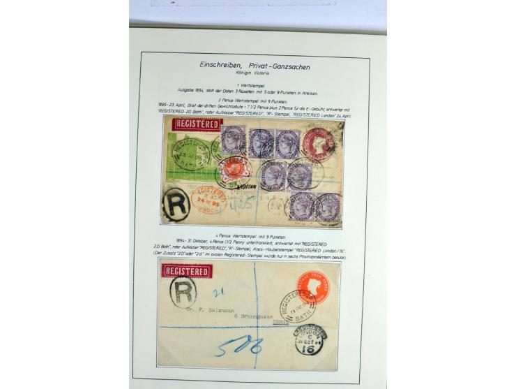 Money Letters & Registered Mail 1826 - 1956, specialised collection in two volumes, beautifully written up on album pages, in