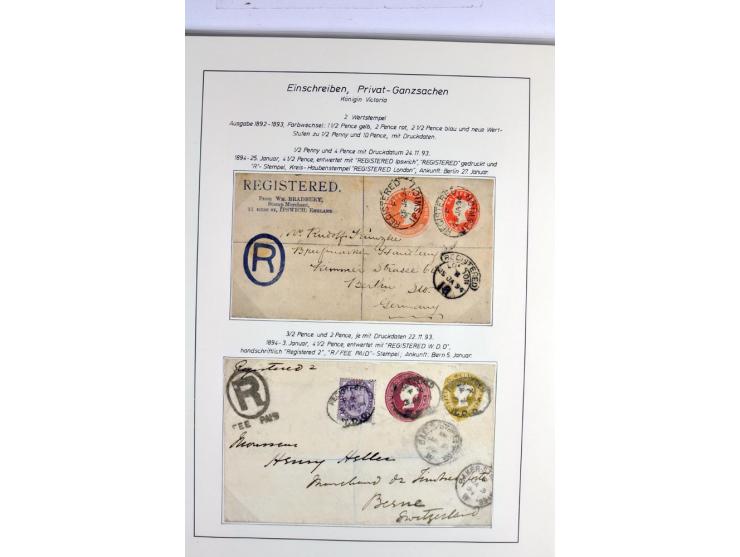 Money Letters & Registered Mail 1826 - 1956, specialised collection in two volumes, beautifully written up on album pages, in