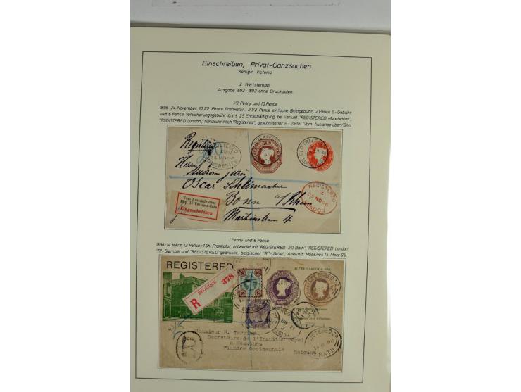 Money Letters & Registered Mail 1826 - 1956, specialised collection in two volumes, beautifully written up on album pages, in