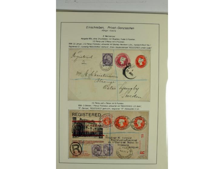 Money Letters & Registered Mail 1826 - 1956, specialised collection in two volumes, beautifully written up on album pages, in