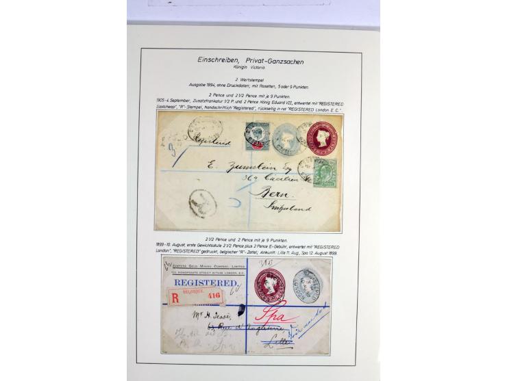 Money Letters & Registered Mail 1826 - 1956, specialised collection in two volumes, beautifully written up on album pages, in