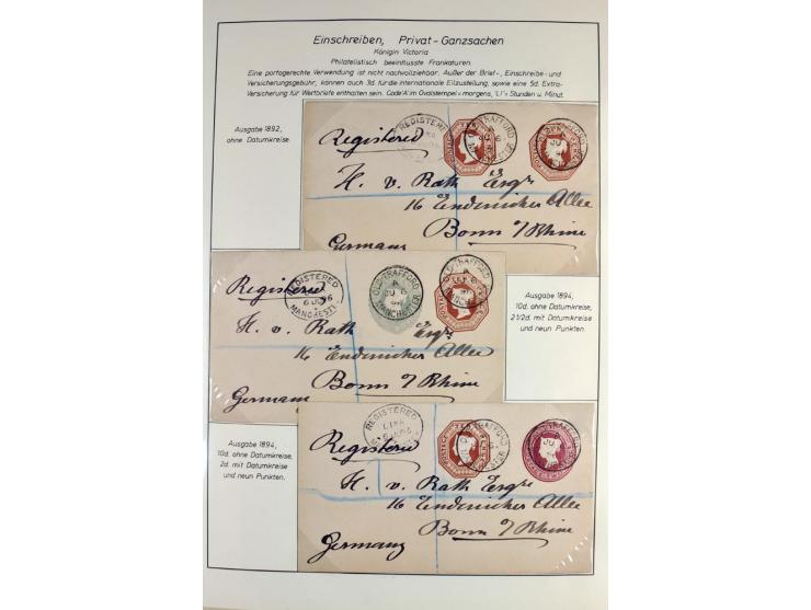 Money Letters & Registered Mail 1826 - 1956, specialised collection in two volumes, beautifully written up on album pages, in