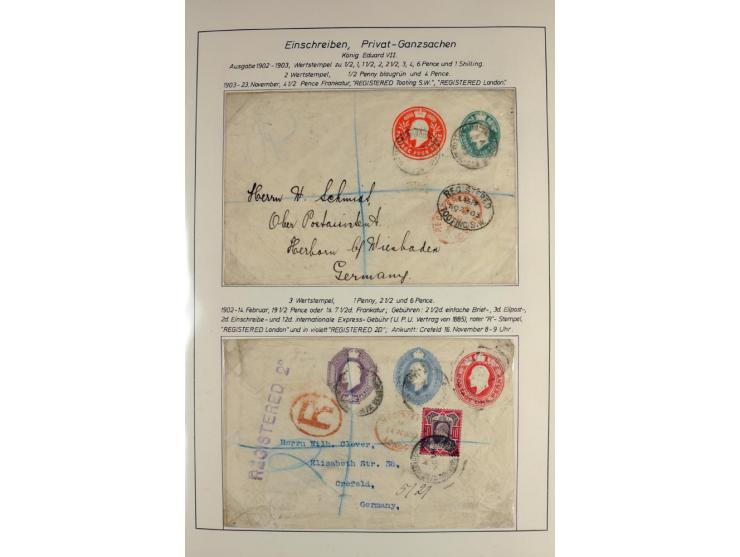 Money Letters & Registered Mail 1826 - 1956, specialised collection in two volumes, beautifully written up on album pages, in