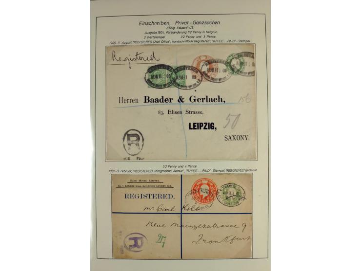 Money Letters & Registered Mail 1826 - 1956, specialised collection in two volumes, beautifully written up on album pages, in
