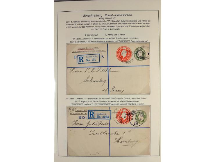 Money Letters & Registered Mail 1826 - 1956, specialised collection in two volumes, beautifully written up on album pages, in
