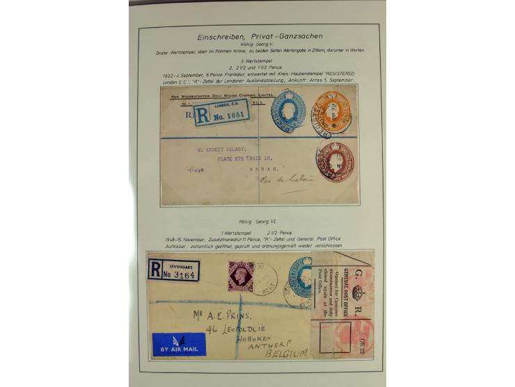 Money Letters & Registered Mail 1826 - 1956, specialised collection in two volumes, beautifully written up on album pages, in
