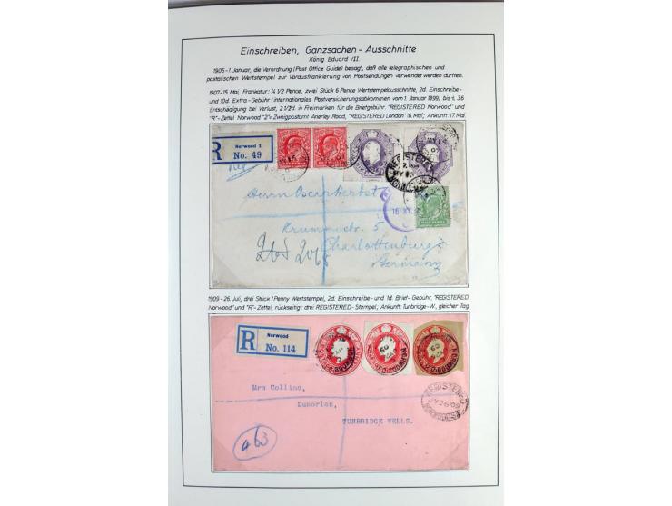 Money Letters & Registered Mail 1826 - 1956, specialised collection in two volumes, beautifully written up on album pages, in