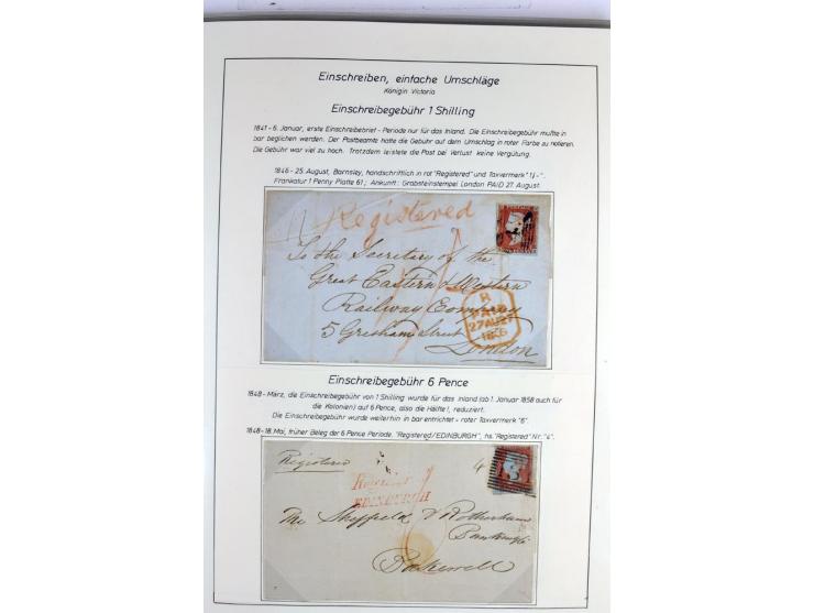Money Letters & Registered Mail 1826 - 1956, specialised collection in two volumes, beautifully written up on album pages, in