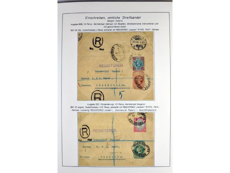 Money Letters & Registered Mail 1826 - 1956, specialised collection in two volumes, beautifully written up on album pages, in