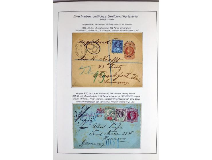 Money Letters & Registered Mail 1826 - 1956, specialised collection in two volumes, beautifully written up on album pages, in