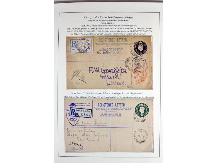 Money Letters & Registered Mail 1826 - 1956, specialised collection in two volumes, beautifully written up on album pages, in