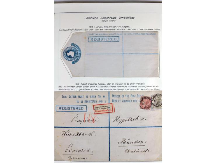 Money Letters & Registered Mail 1826 - 1956, specialised collection in two volumes, beautifully written up on album pages, in