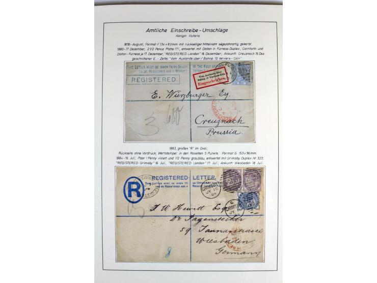Money Letters & Registered Mail 1826 - 1956, specialised collection in two volumes, beautifully written up on album pages, in