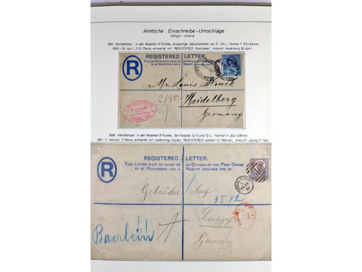 Money Letters & Registered Mail 1826 - 1956, specialised collection in two volumes, beautifully written up on album pages, in