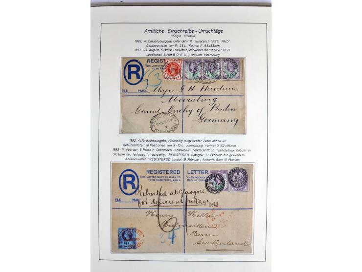 Money Letters & Registered Mail 1826 - 1956, specialised collection in two volumes, beautifully written up on album pages, in