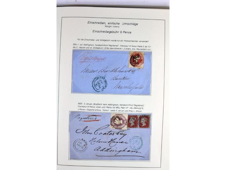 Money Letters & Registered Mail 1826 - 1956, specialised collection in two volumes, beautifully written up on album pages, in