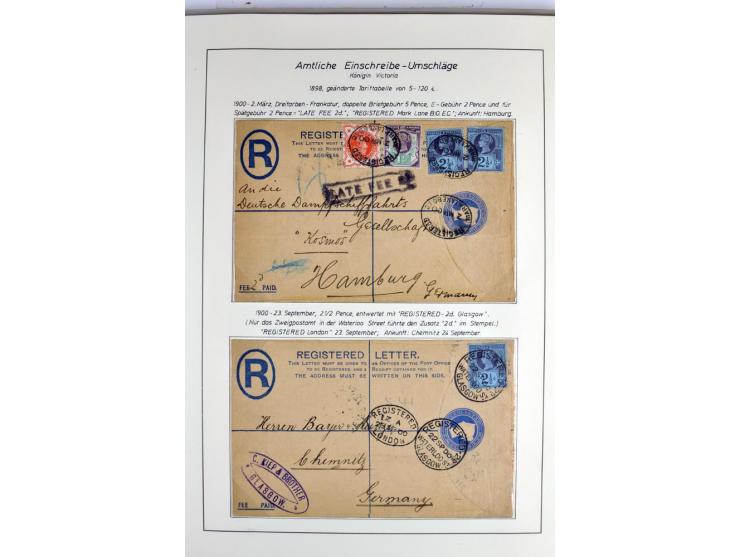 Money Letters & Registered Mail 1826 - 1956, specialised collection in two volumes, beautifully written up on album pages, in