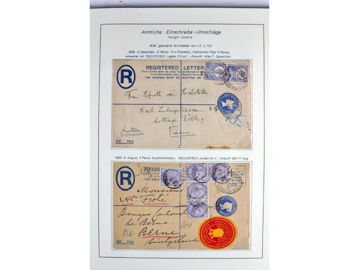 Money Letters & Registered Mail 1826 - 1956, specialised collection in two volumes, beautifully written up on album pages, in