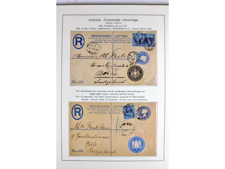 Money Letters & Registered Mail 1826 - 1956, specialised collection in two volumes, beautifully written up on album pages, in