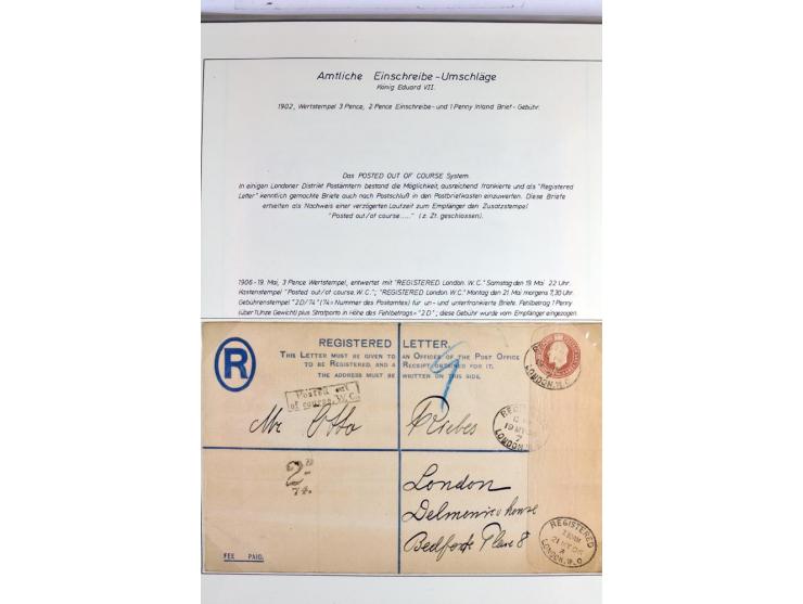 Money Letters & Registered Mail 1826 - 1956, specialised collection in two volumes, beautifully written up on album pages, in