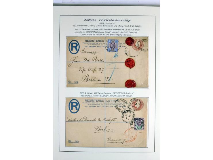 Money Letters & Registered Mail 1826 - 1956, specialised collection in two volumes, beautifully written up on album pages, in