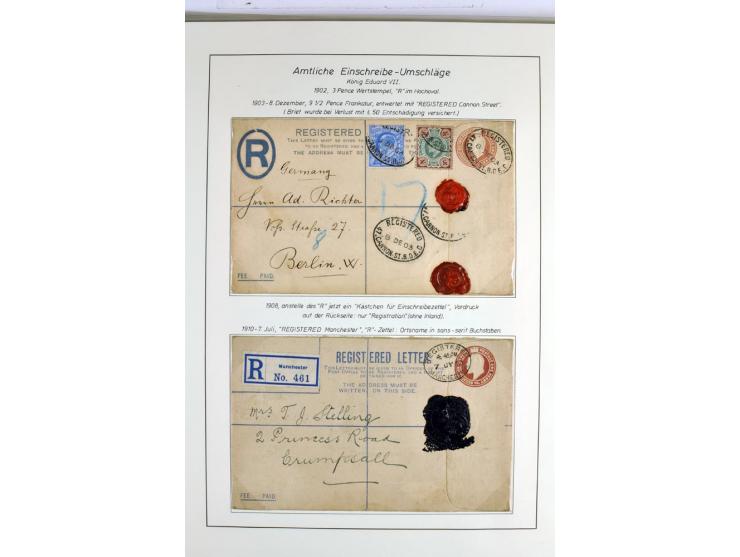 Money Letters & Registered Mail 1826 - 1956, specialised collection in two volumes, beautifully written up on album pages, in