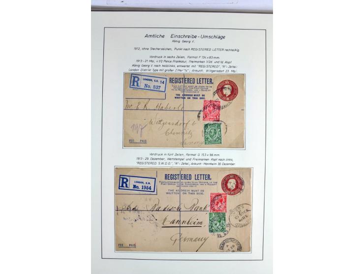 Money Letters & Registered Mail 1826 - 1956, specialised collection in two volumes, beautifully written up on album pages, in