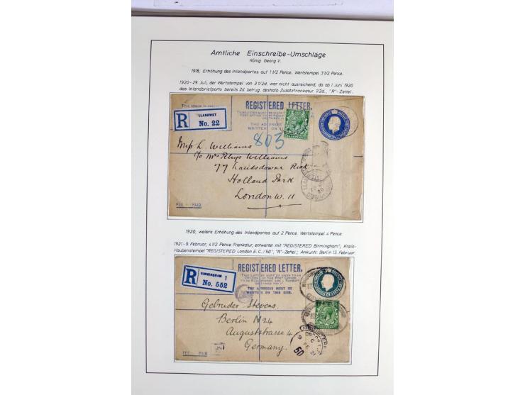 Money Letters & Registered Mail 1826 - 1956, specialised collection in two volumes, beautifully written up on album pages, in