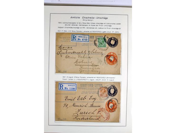 Money Letters & Registered Mail 1826 - 1956, specialised collection in two volumes, beautifully written up on album pages, in