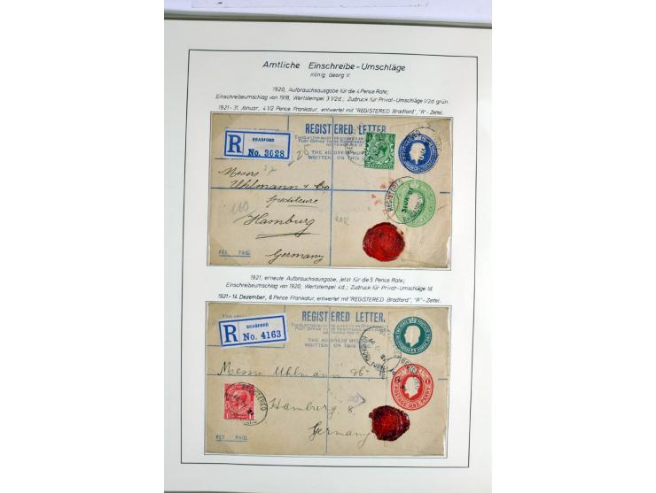 Money Letters & Registered Mail 1826 - 1956, specialised collection in two volumes, beautifully written up on album pages, in