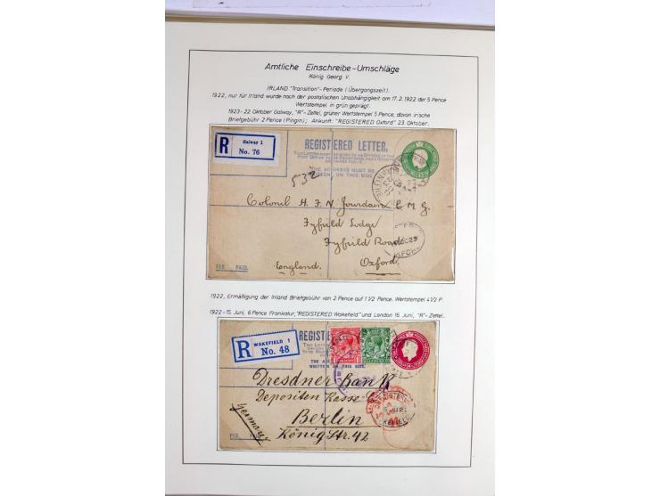 Money Letters & Registered Mail 1826 - 1956, specialised collection in two volumes, beautifully written up on album pages, in