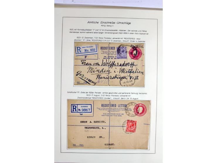 Money Letters & Registered Mail 1826 - 1956, specialised collection in two volumes, beautifully written up on album pages, in
