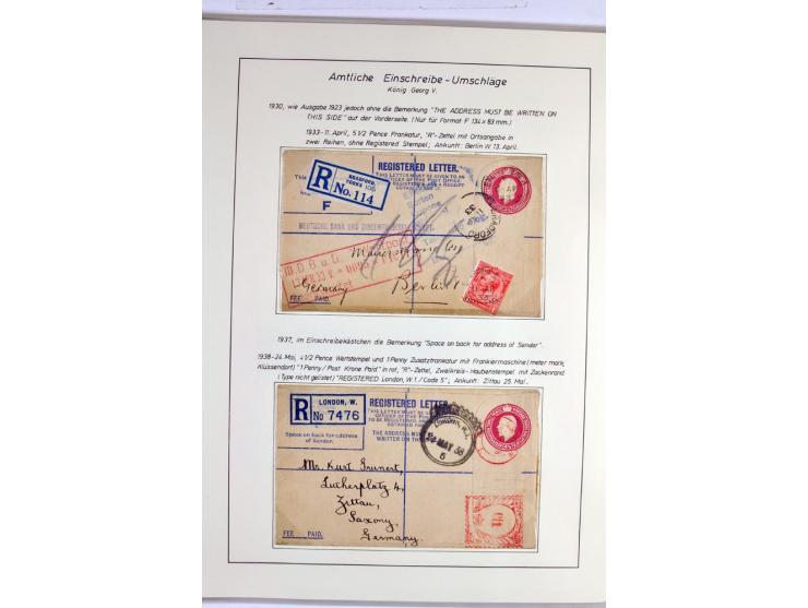 Money Letters & Registered Mail 1826 - 1956, specialised collection in two volumes, beautifully written up on album pages, in