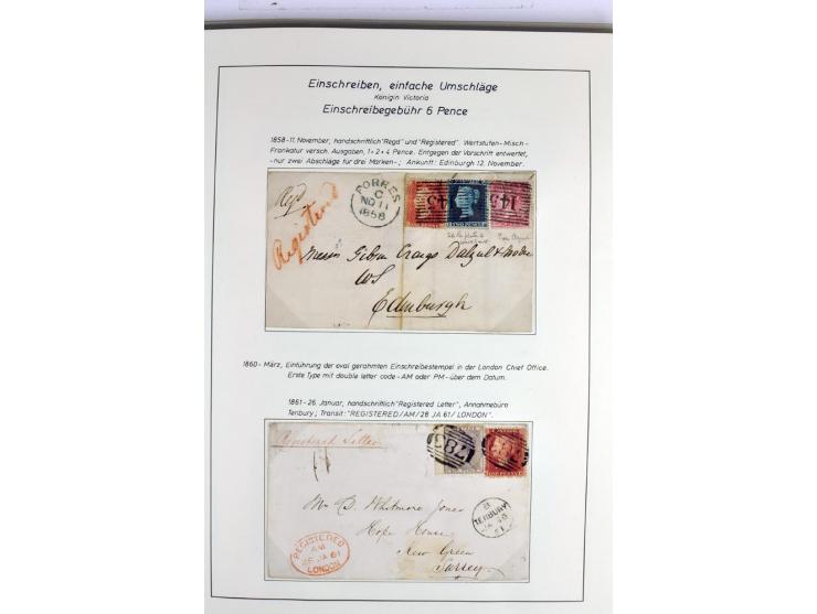 Money Letters & Registered Mail 1826 - 1956, specialised collection in two volumes, beautifully written up on album pages, in