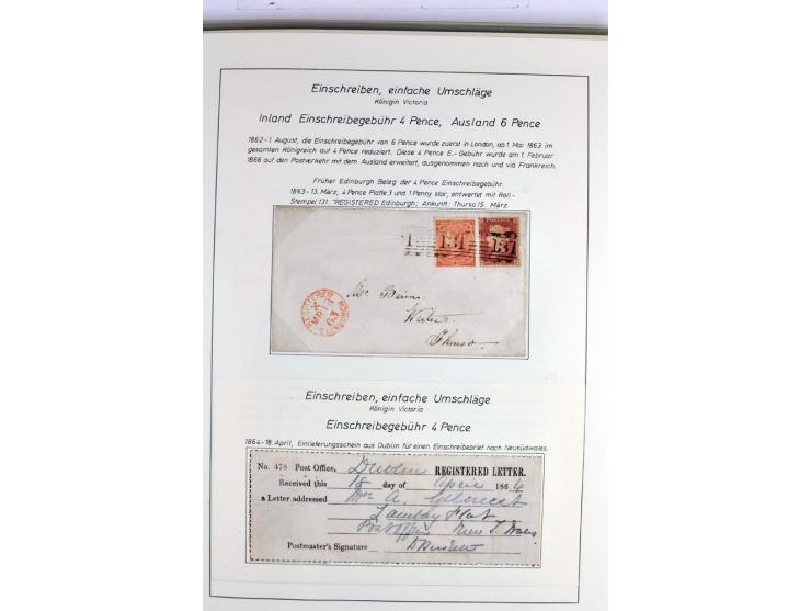 Money Letters & Registered Mail 1826 - 1956, specialised collection in two volumes, beautifully written up on album pages, in